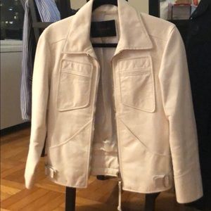 Coach White Leather Zip up jacket